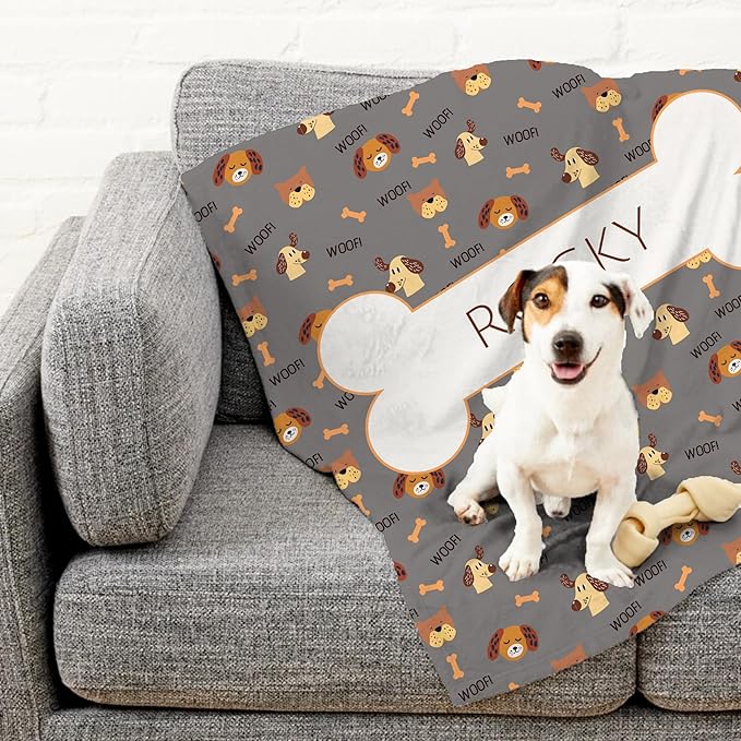 Prints Next Day – Custom 30" x 40" Fleece Pet Lightweight Blanket with Name - Gift for Dog or Cat Owners - Personalized Couch Throw - Puppy Patterned - Printed in America