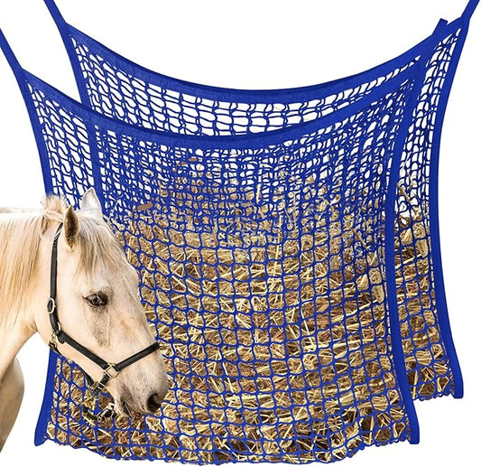 2 PCS Slow Feed Hay Net, Hay Bags for Horses with Large Capacity, Horse Feed Bag Easy to Hang, Hay Nets for Horses for Horse Feeder Full Day Feeding Horses Goat Stall Trailer (31.5" x 35.1")