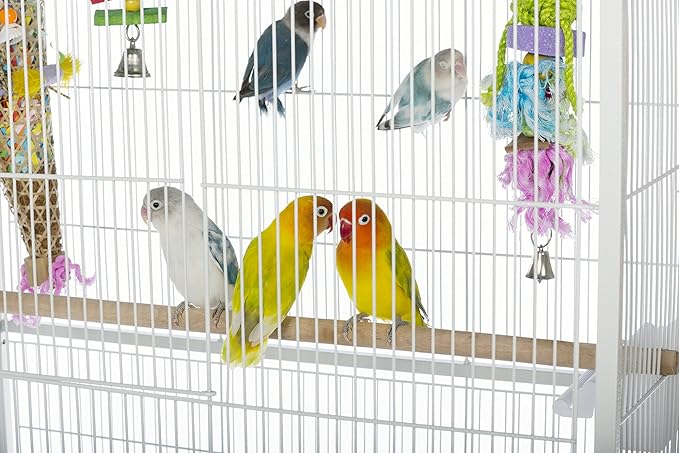 Prevue Pet Products Wrought Iron Flight Cage with Stand, Large Birdcage for Pets, Metal Cage Standing Birdcage, Chalk White