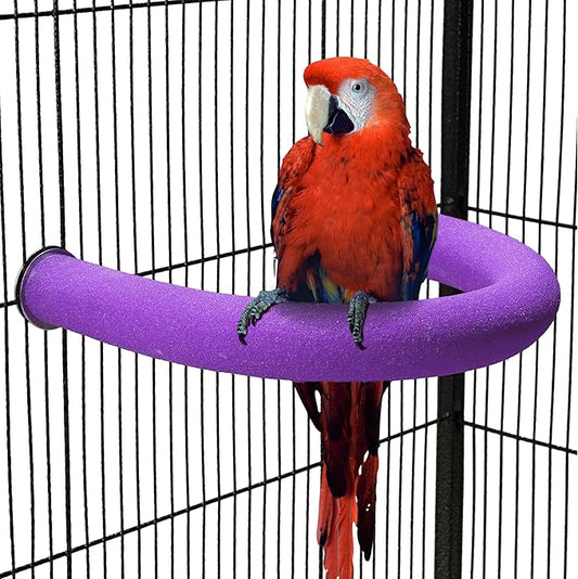 U Shape Parrot Perch Stand Toy Bird Platform Sand Paw Grinding Clean Stick Exercise Conure Budgie Cockatiel Cage Accessories (Purple)