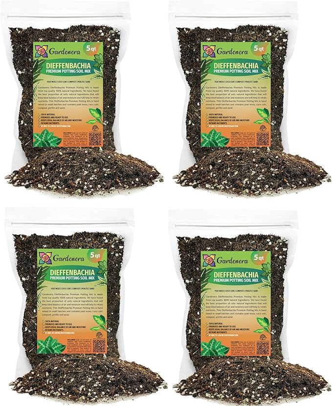Gardenera Premium Dumb Cane Potting Soil Mix - Ideal Blend for Growing Robust and Healthy Dumb Cane Plants - 20 Quart