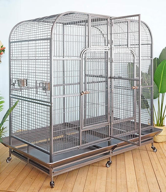 Double Cage with Center Divider for Bird Parrot Aviary W64xD32xH73 New